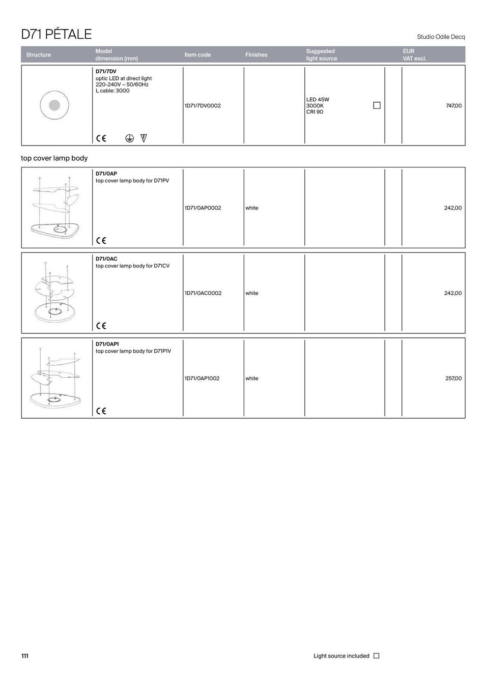 Luceplan Lustres & lampes de plafonds: Luceplan D71PV Petale LED Pendelleuchte Akustik – Neuf (Voir description) à Kaiserstuhl AG par gmt2 6