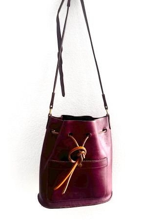 VINTAGE BORDEAUX-BRAUNFARBENE LEDERTASCHE