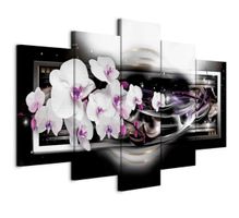 5-tlg Leinwandbild auf Keilrahmen – Orchideen 100x200cm XXL