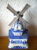 Windmühle Spieiuhr BOMA Holland Delfts Blau Porzellan Metall