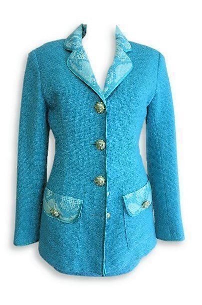 Giacche: elegante türkise Tweedjacke – Usato da Zürich venduto da ANU-AnimalsNeedUs