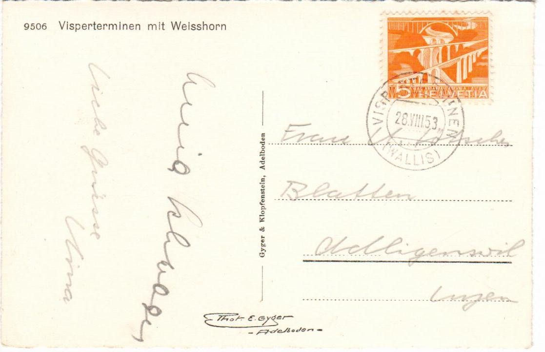 Cartes postales: Visperterminen 1953 – D'occasion à Wolhusen par Curver9 1