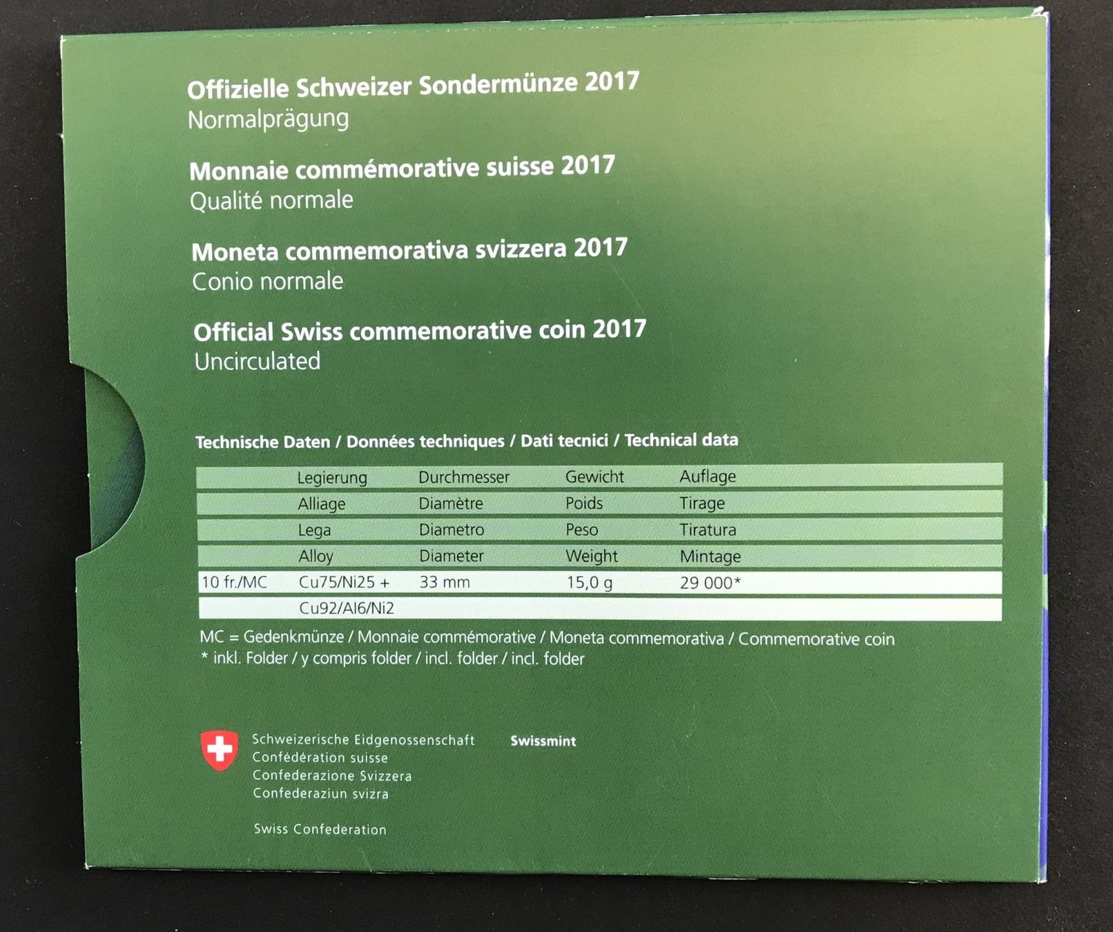 Alle Münzen: OFFIZIELLE SCHWEIZER SONDERMÜNZE 2017 – Neu (gemäss Beschreibung) aus Ostermundigen von wini63 2