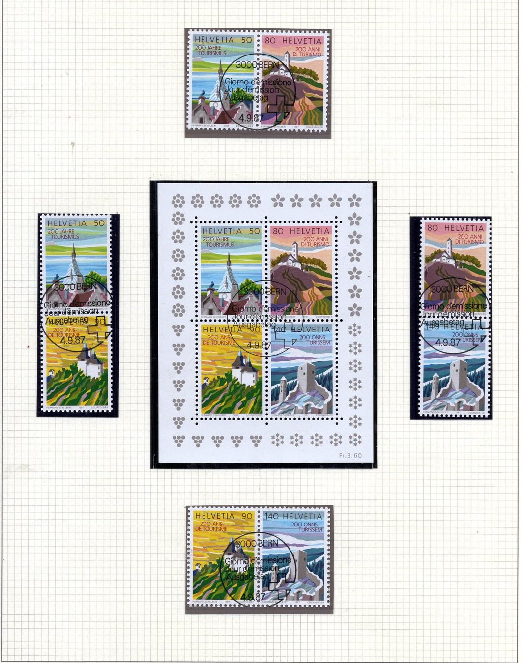 Alle Briefmarken: R2565  /  Collection obl. centrales 1er jour – Neu (gemäss Beschreibung) aus Ste-Croix von MONT-TAGNAC 1