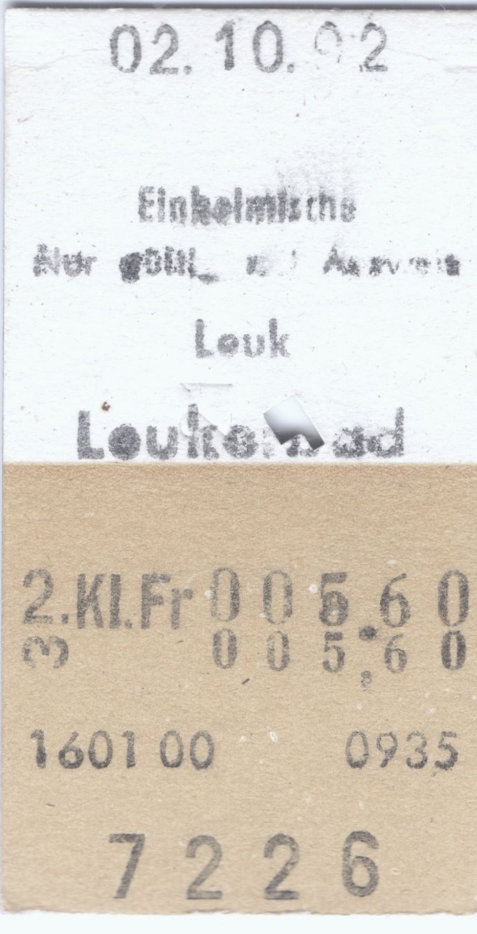 Biglietti: Billette Leuk - Leukerbad Einheimische – Usato da Langenthal venduto da Sammlungs_aus
