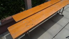 Bierbank 2 Stk. Holz Metall gebraucht