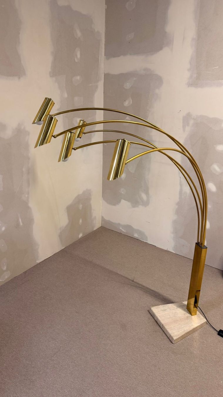 Lampade: Italienische Bogenlampe mit 5 Armen Travertin Messing – Usato da Rickenbach ZH venduto da Der-Insider 5