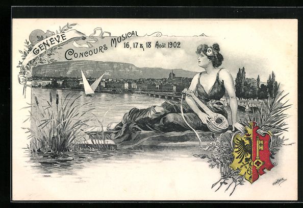 Ansichtskarten: Geneve, Concours Musical 1902, Sängerfe – Gebraucht aus Berlin von bartko-reher