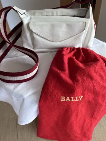 Bally Handtasche weiss Leder Schultertasche Tasche Damen