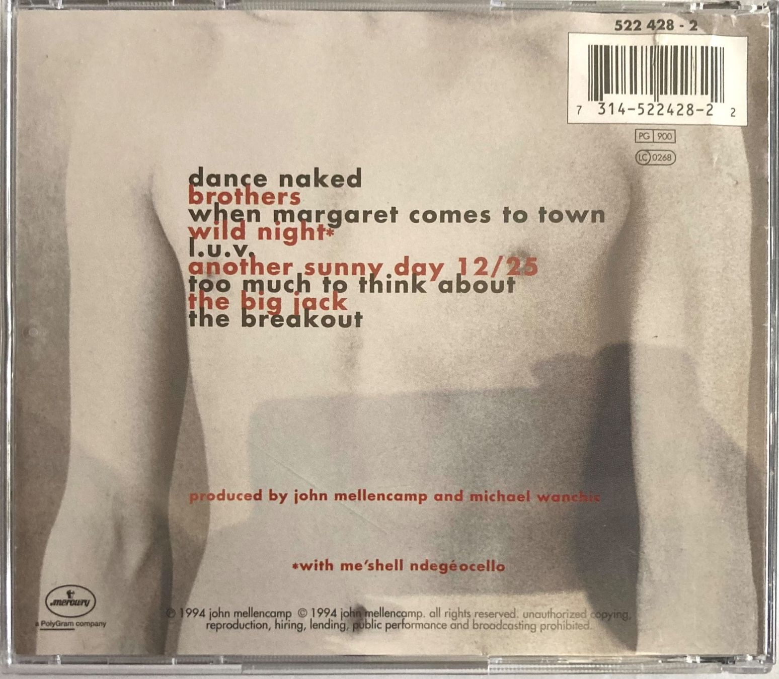 CD: JOHN MELLENCAMP - DANCE NAKED – Usato da Poliez-Pittet venduto da Newtown-Records 1