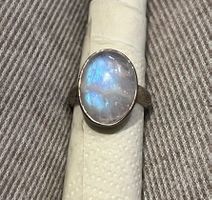 Mondstein Ring, Silber 925, Vintage Schmuck, Grösse 17mm