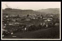 AK Huttwil, Ortspanorama mit Kirche und Häusern