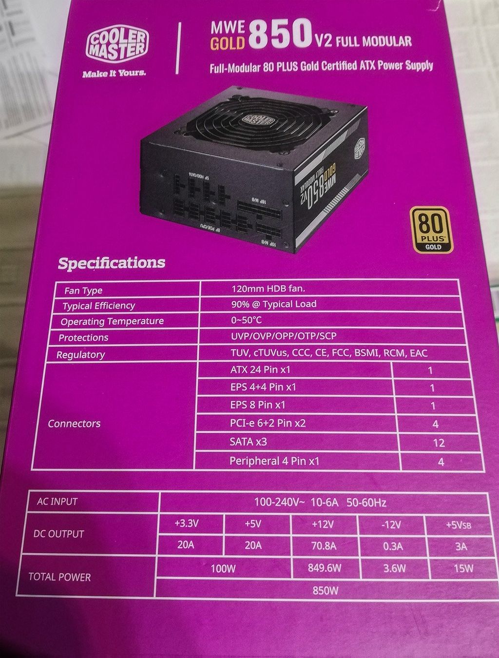 Componenti elettronici: Netzteil/PSU CoolerMaster MWE Gold 850W v2 FULL MODULAR – Usato da Locarno venduto da Kira712 2