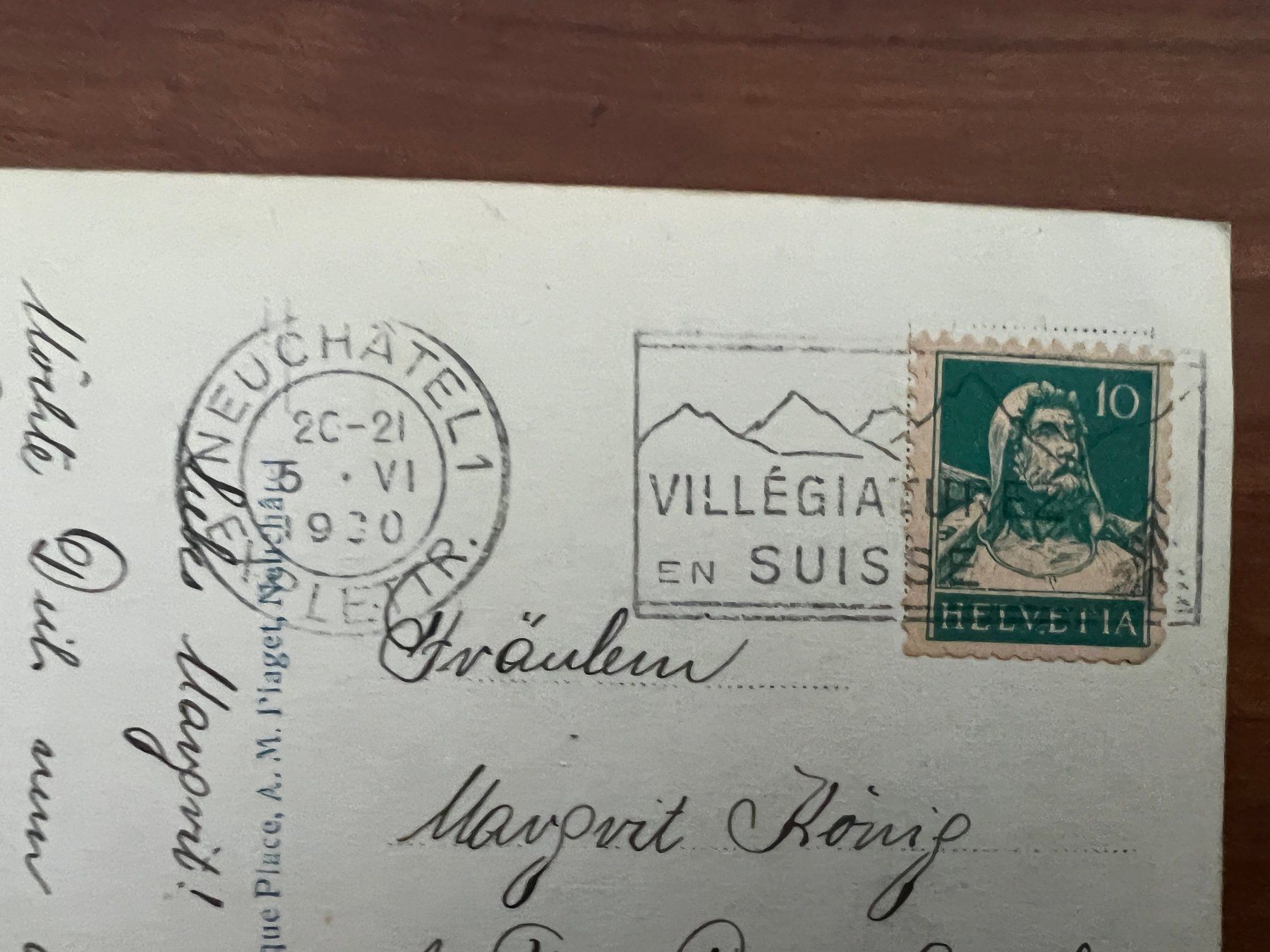 Ansichtskarten: AK  1920  Neeuchatel    (G1925) – Gebraucht aus Hinwil von Sidi4 1