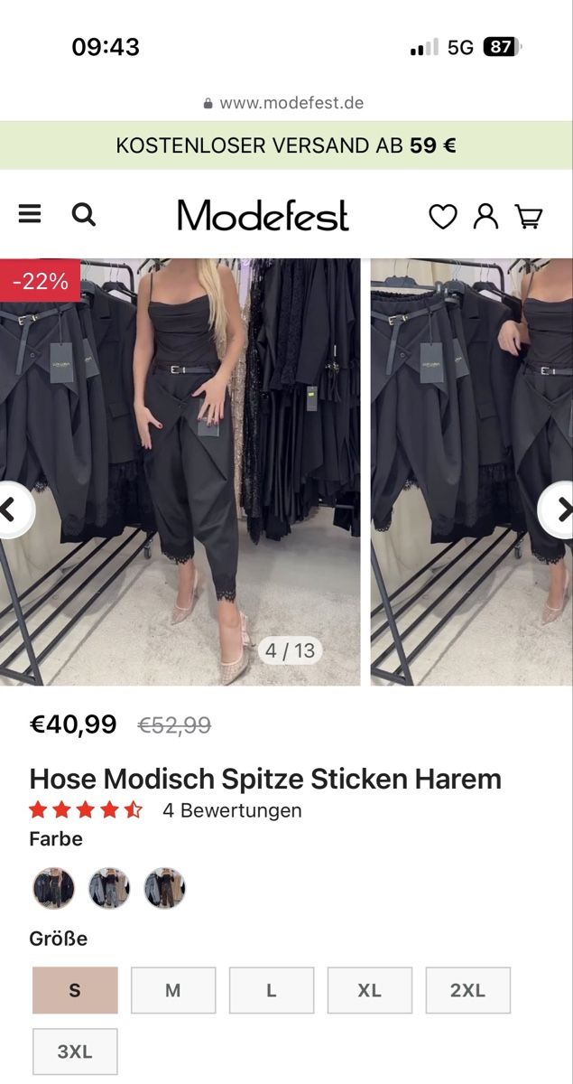 Hosen: Schwarze Haremshose mit Spitze, Grösse S, neu! – Neu (gemäss Beschreibung) aus arbon von auri4 4