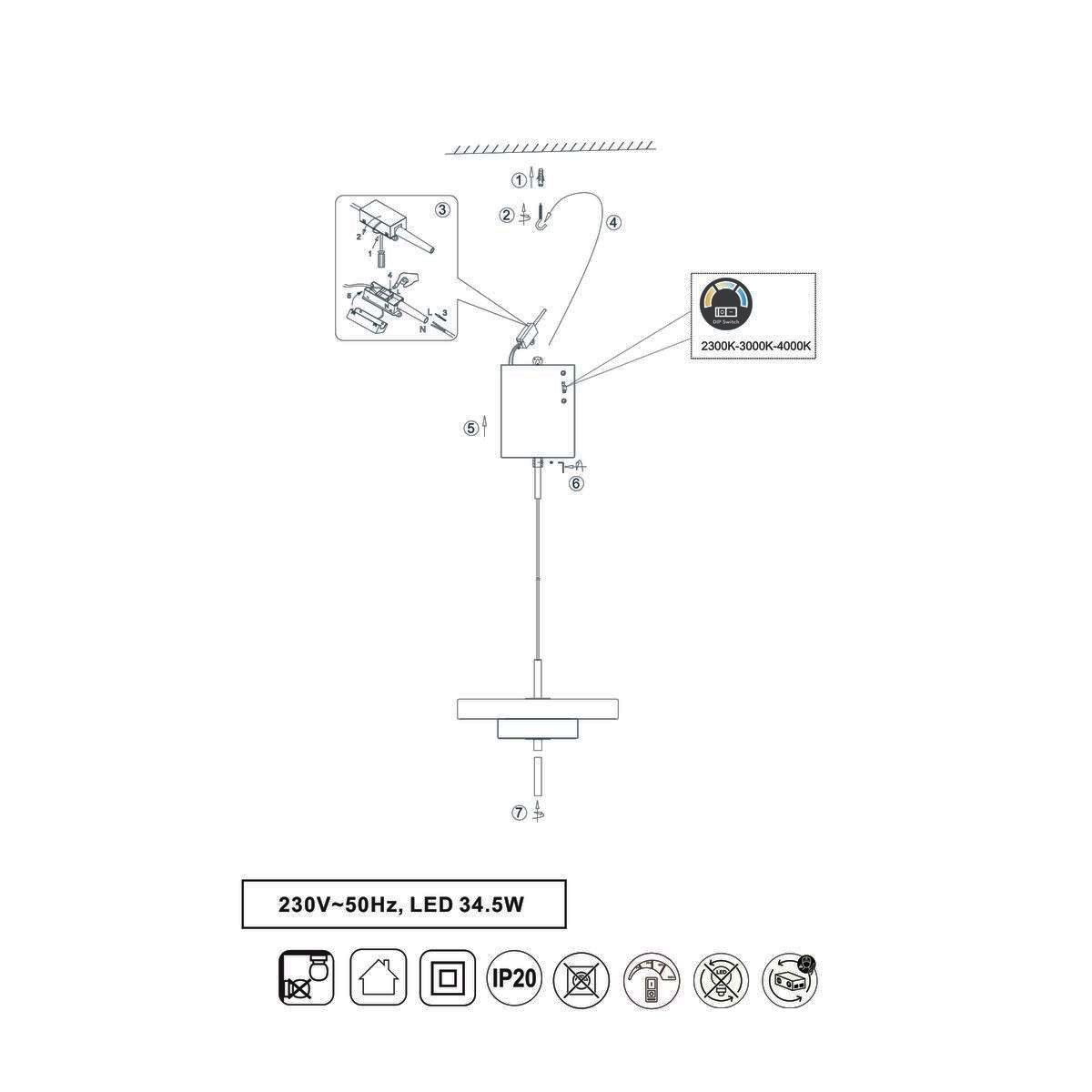 Lampadari & plafoniere: LED Pendelleuchte, Grau, CCT, 40 cm Ø – Nuovo (secondo la descrizione) da Kreuzlingen venduto da Smart-Light 9