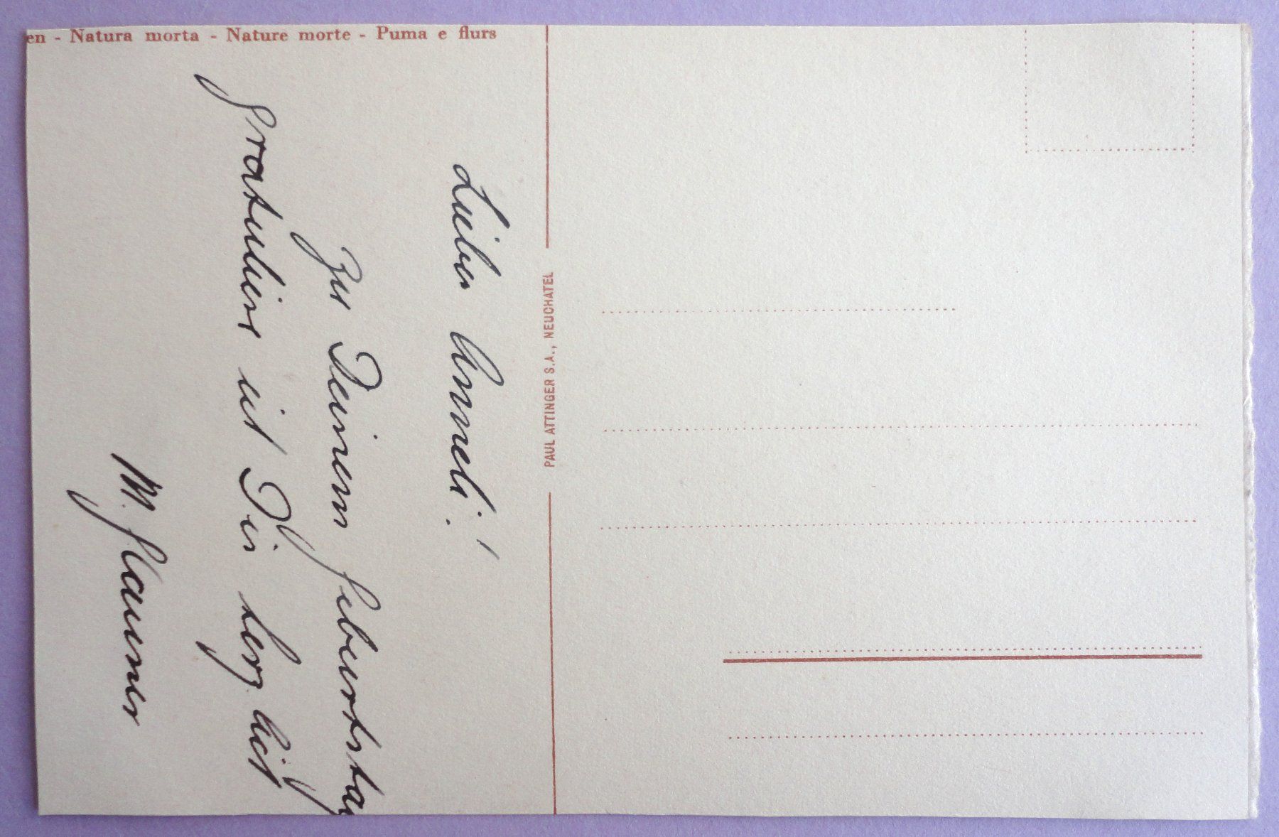 Cartes postales: Nature morte – D'occasion à Fétigny par Billy2miny 1
