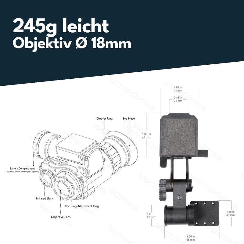 Schweizer Armee Stichwaffen: Vector Optics Monocular Nachtsichtgerät mit Helmmontage – Neu und originalverpackt aus Emmen von Pat-LU 1