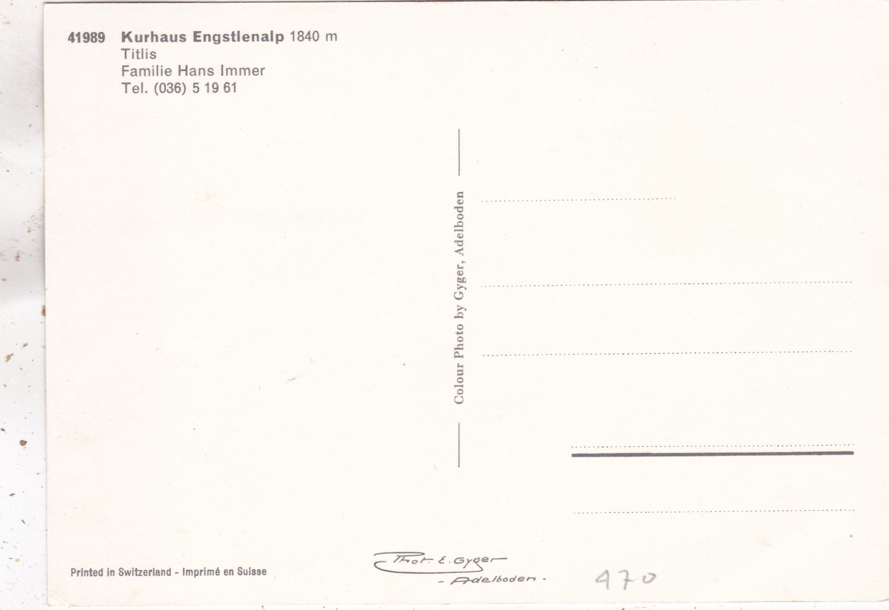 Cartoline postali: Kurhaus Engstlenalp Titlis – Usato da Herisau venduto da Lisegrat2008 1