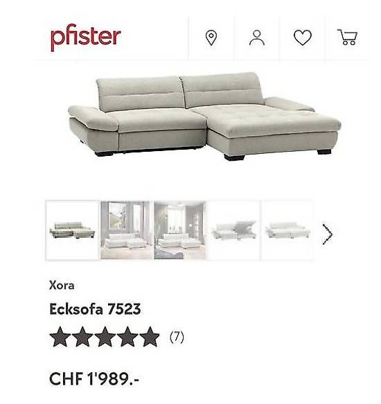 Pfister Divani: Ecksofa Schlafsofa Stoff hellgrau Möbel Pfister – Usato da St. Gallen venduto da Rene123 4