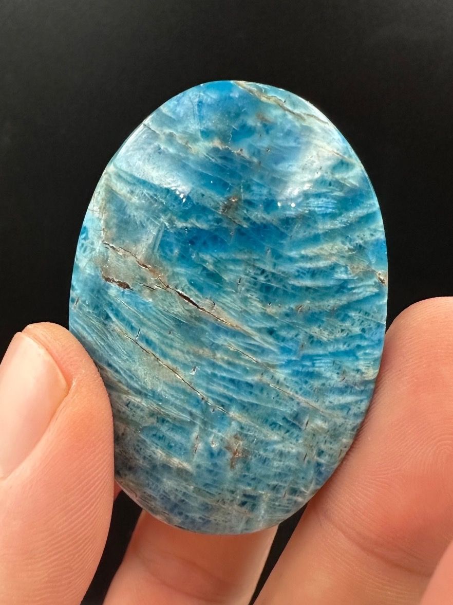 Minerali & Pietre curative: Blauer Apatit Handschmeichler Heilstein – Nuovo e nell'imballaggio originale da Männedorf venduto da Handschmeichler 1