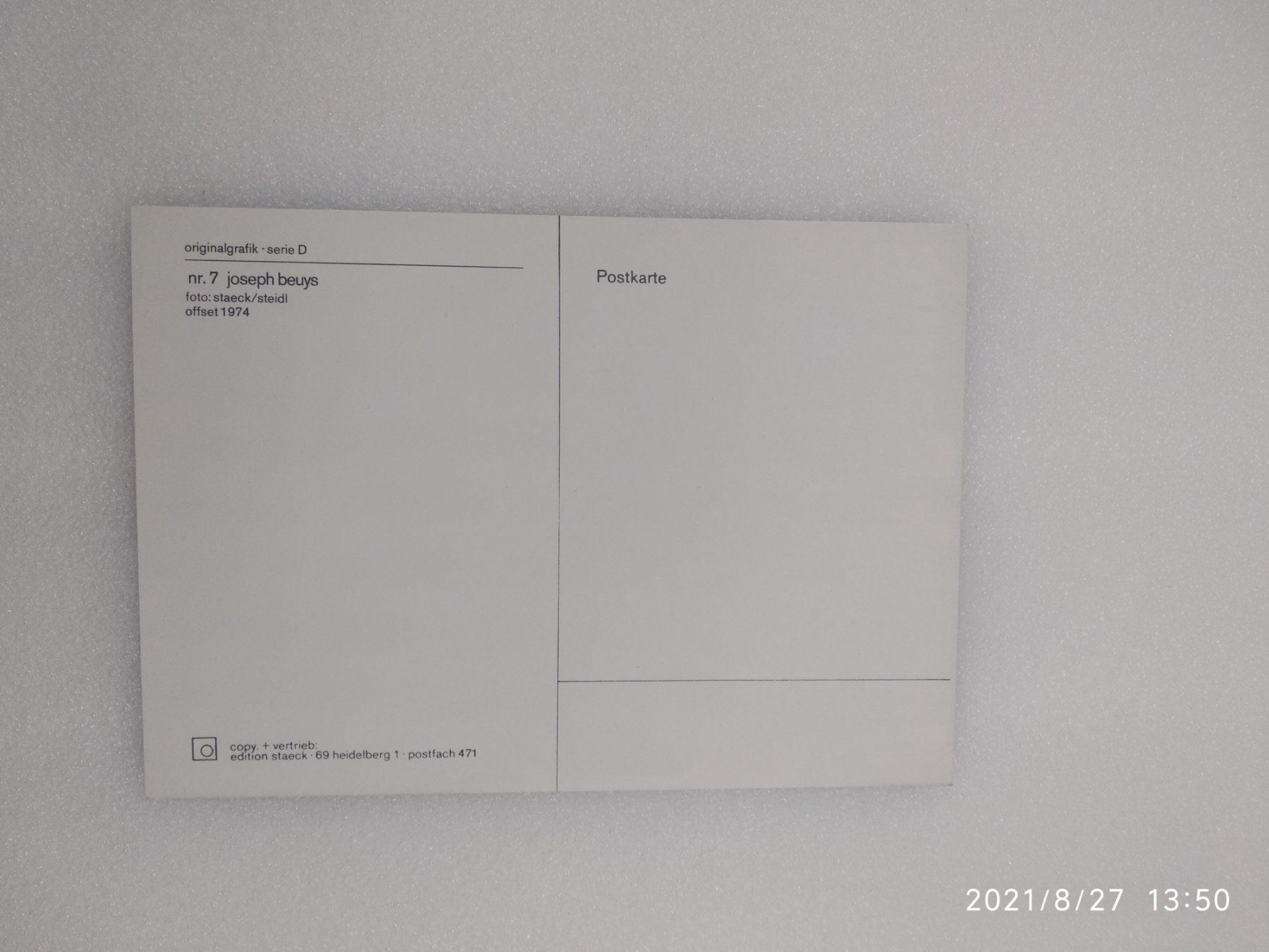 Autografi: JOSEPH BEUYS - MANTEL& HUT – Usato da Goldach venduto da Gaip 8