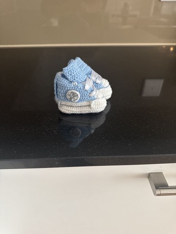 Socken für Kinder: Handgestrickte Baby-Schuehli, hellblau, Grösse 16, Top! – Neu und originalverpackt aus Schaffhausen von Sems03 1