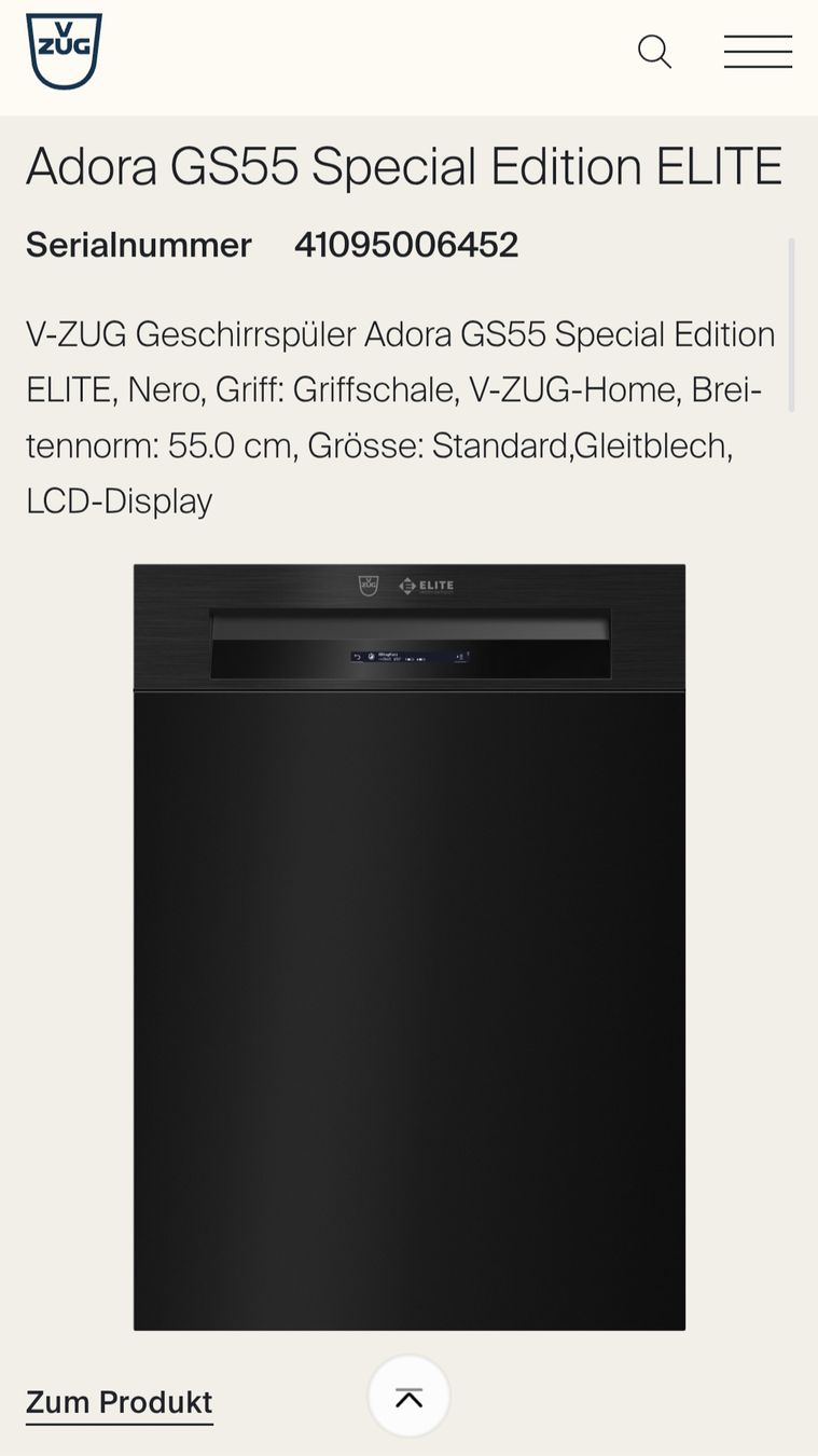 V-Zug Lavastoviglie: Geschirrspühler Adora GS 55 Special Edition – Usato da Adelboden venduto da davem1 4