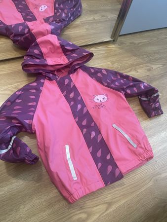 Regen-Set Kitty pink lila mit Kapuze gebraucht Gr. 98/104
