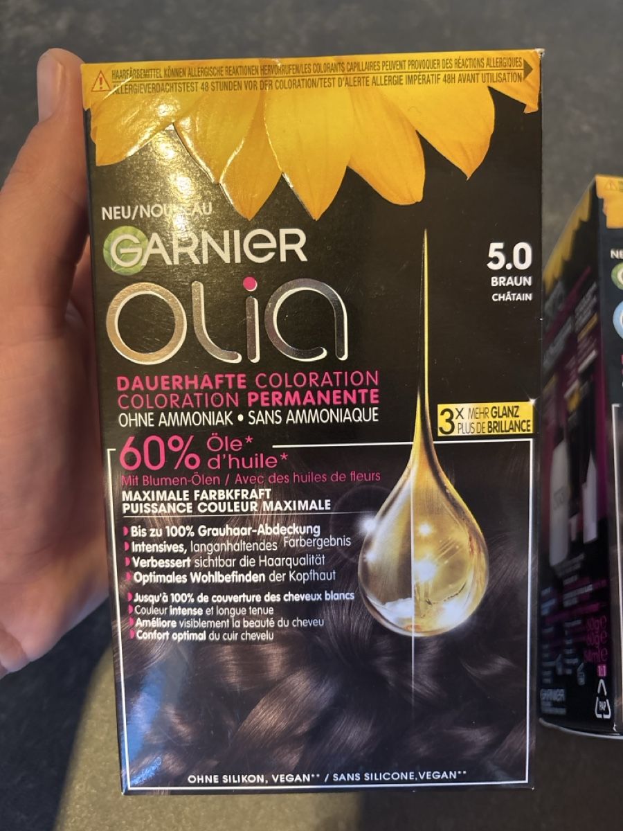 Färbemittel: 4x Garnier OLIA Haarfarbe 5.0 Braun – Neu und originalverpackt aus Hauptwil von rap_5lh5 1