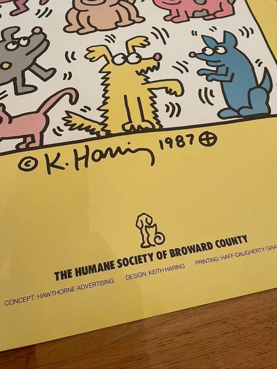 The Humane Society of Broward County 1987 - Keith Haring - Framed art Print