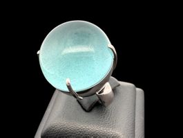 Aquamarin Cabochon 35.0ct Bucherer 18k WG Grösse 51 *S1927