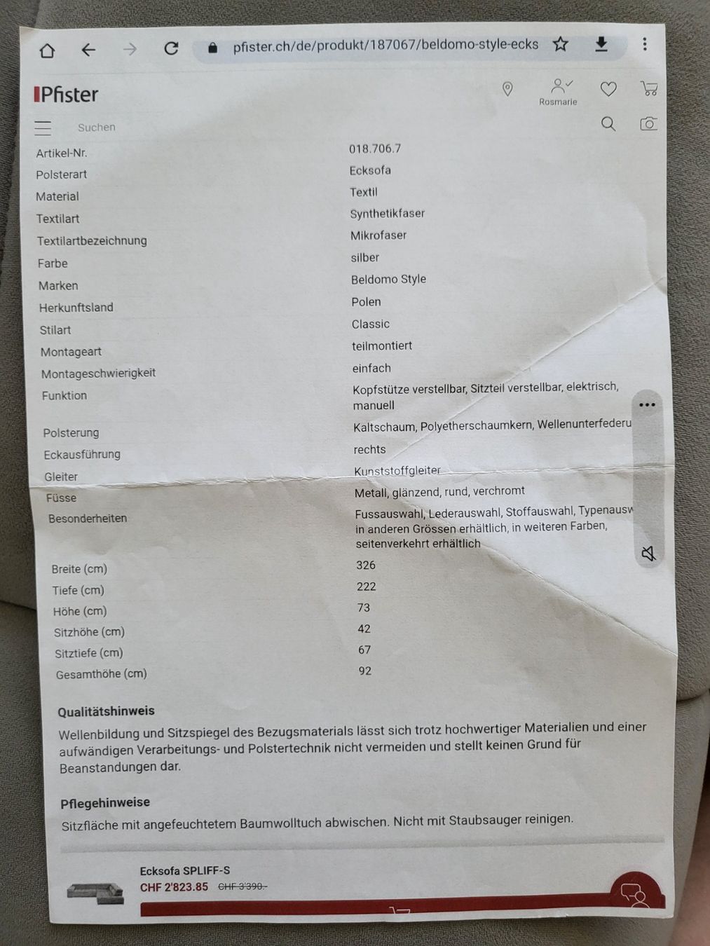 Pfister Divani: Ecksofa Möbel Pfister – Usato da Niederwangen BE venduto da ros_jv59 5