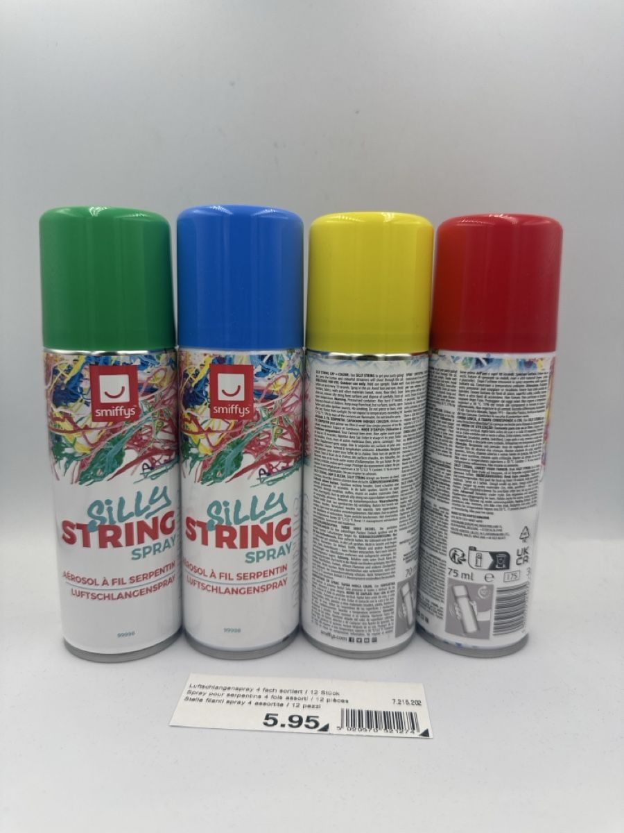 Tutte le decorazioni: Silly String Spray, 4 Stk, Party Spass, Top Zustand! – Nuovo e nell'imballaggio originale da Emmen venduto da VK-Retail 1