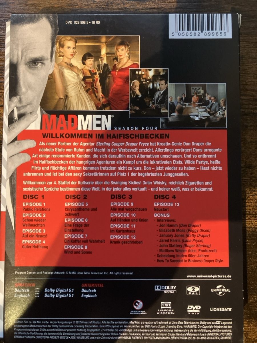 Tutti i DVDs: Mad Men Staffel vier DVD – Usato da Glarus venduto da Jhuber78 1