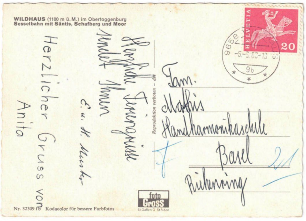 Cartoline postali: Wildhaus - Sessellift – Usato da Binningen venduto da Mountainrider 1