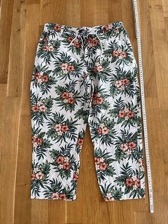 Floral-Print 3/4 Stoffhose, M, Browny