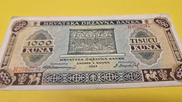 Kroatien 1000 Kuna Banknote, Jahrgang 1943, Top Zustand!