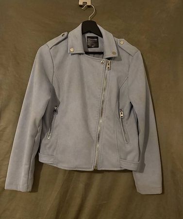 Bikerjacke Hellblau (Wildleder-Optik)