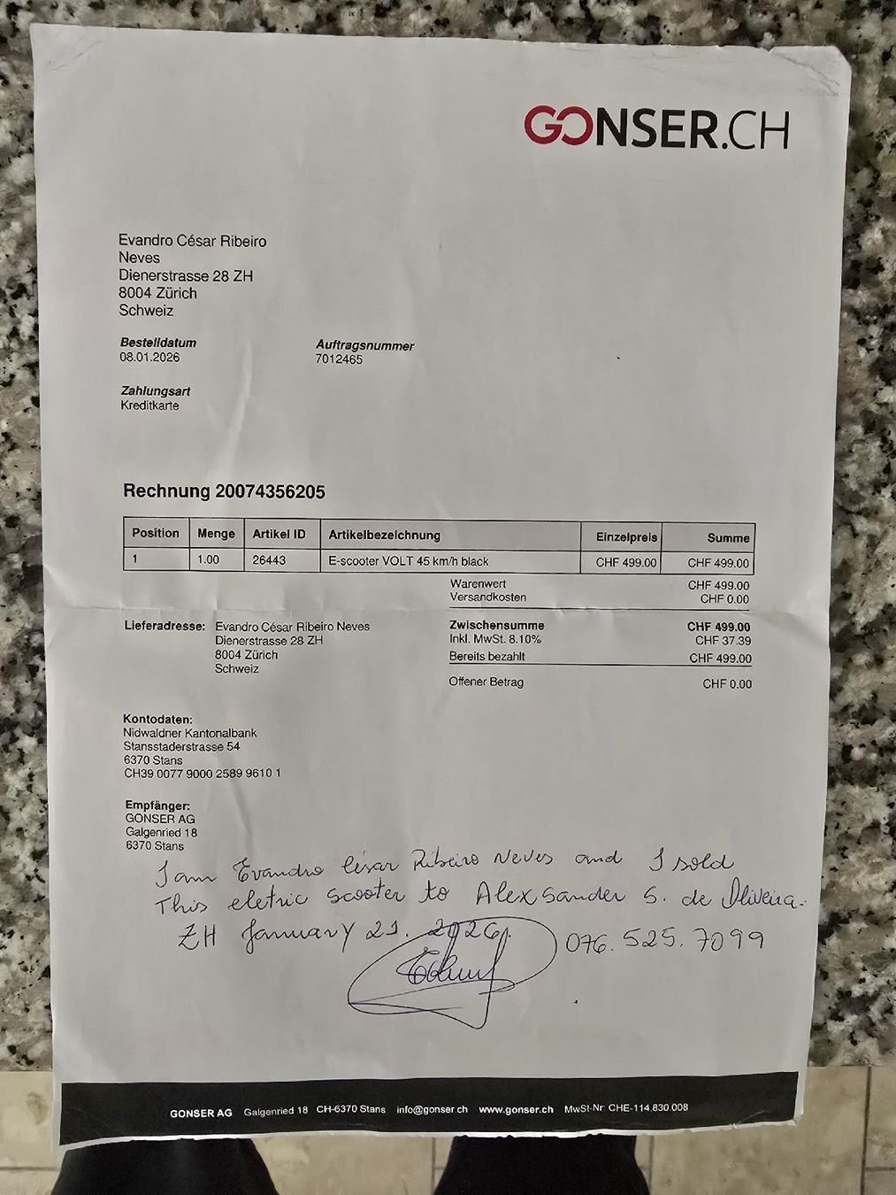 Scooter: E-scooter VOLT 45 km/h – Difettoso da Zürich venduto da Ricki25 4