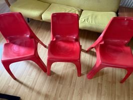 3 Chaises KARTELL rouges design années 70