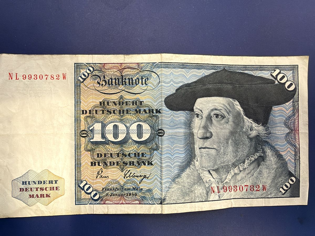 Banknoten: 100 Deutsche Mark Banknote gebrauchter Zustand – Gebraucht aus Strengelbach von RaenAntikDesign