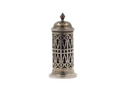 Salz Zucker Streuer 925 Silber Cobalt Glas England 1900 84mm