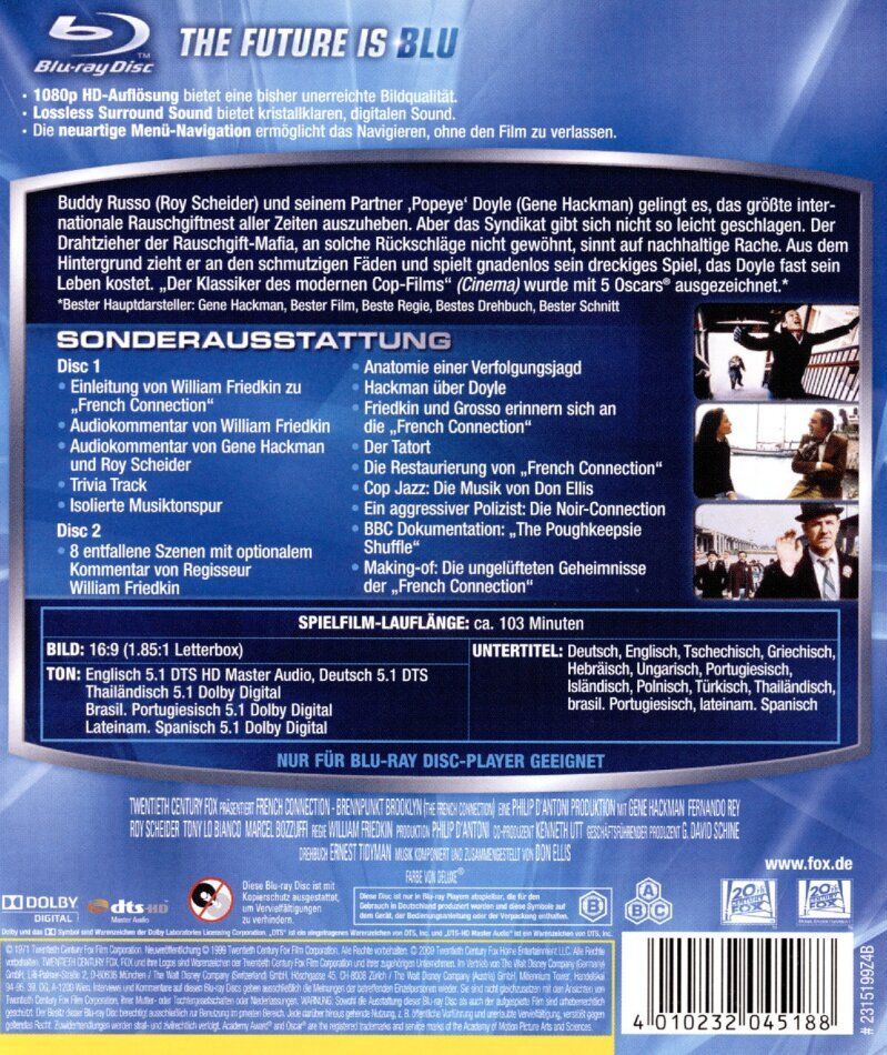 Tutti i DVDs: French Connection (1971) Friedkin/Gene Hackman/2-Blu-ray – Nuovo (secondo la descrizione) da Volketswil venduto da cinephilia 1