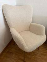 Jysk Sessel Teddy Bouclé Creme / Wing Chair mit Goldbeinen