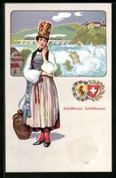 AK Frau in Schweizer Tracht mit Tonkrug