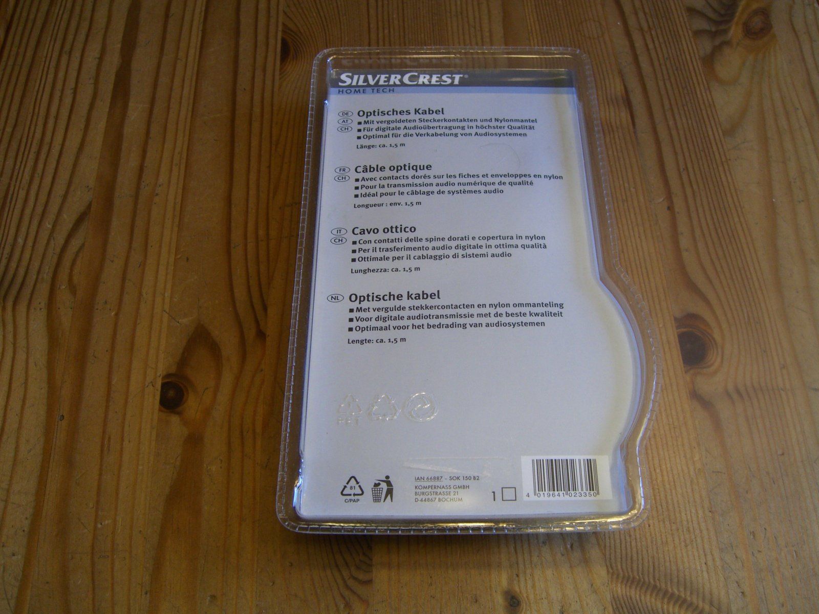Cavi: optisches Audiokabel der Marke Silvercrest Home Tech – Nuovo e nell'imballaggio originale da Winterthur venduto da Ghandi5 2