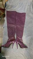 Overknee Stiefel Violett Lederoptik Gr. 41 – 12 cm Absatz –