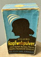 Alte Kartonschachtel Zeller Romanshorn Zellers Kopfwehpulver