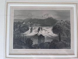 Originalstich "Der Rheinfall bei Schaffhausen" J.M.Kolb 1865